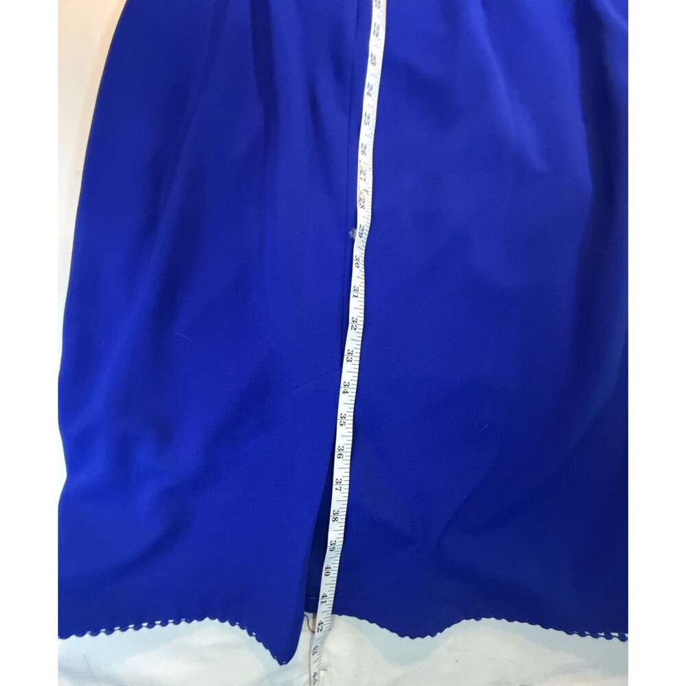 💙 Adrianna Papell Blue Ruched Cocktail Evening Dress Women's Size 16 Strappy - Picture 9 of 9